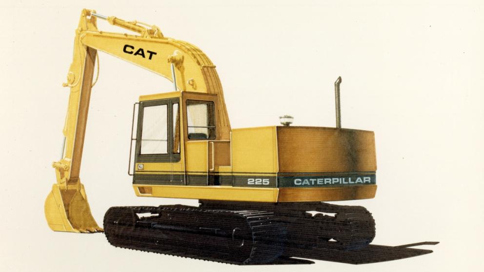Kresba původního stroje Cat 225.