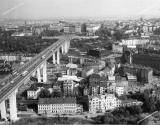 Historický pohled na Nuselský most z ptačí perspektivy.