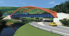 Návrh nového ocelového mostu v barvách Správy železnic. Zdroj: SUDOP BRNO. 